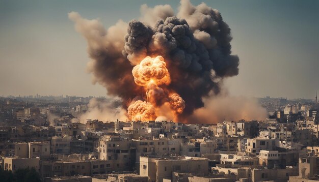 イスラエル市の大きな爆発の写真