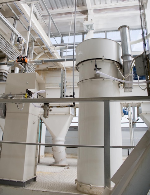 Photo of a big industrial feed mill where grain is processed