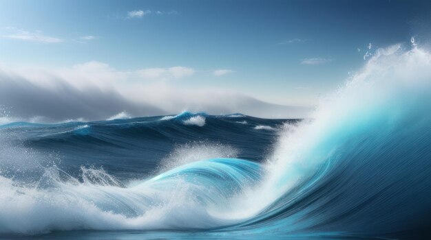 Photo photo big wave on the blue sea surf and foam