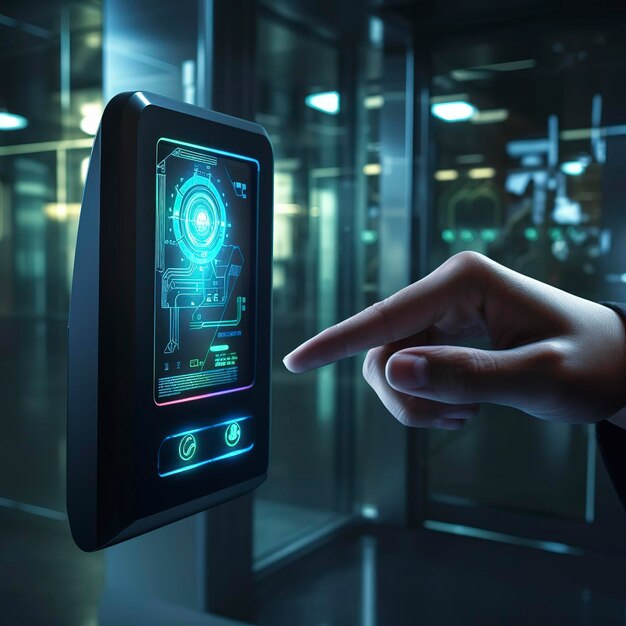 Photo photo of a biometric access control system in action