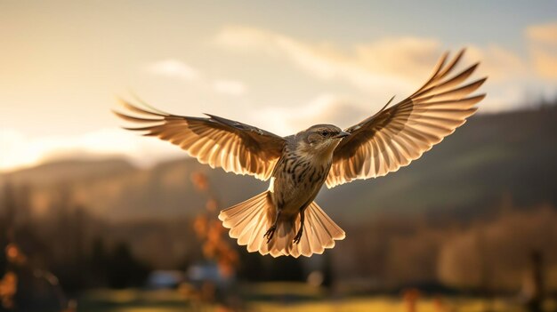 Photo a photo of a bird participating in flight recall exercise