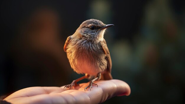 調教師の手に止まった鳥の写真