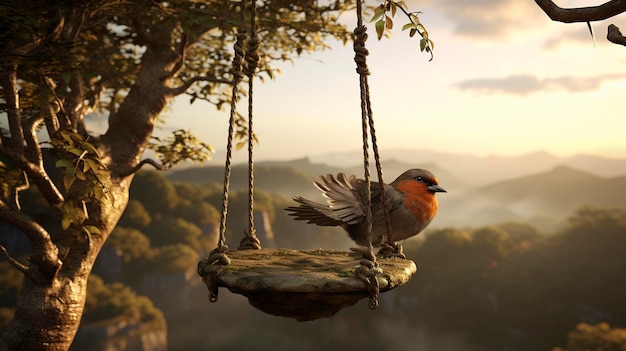 Photo a photo of a birds swing perch