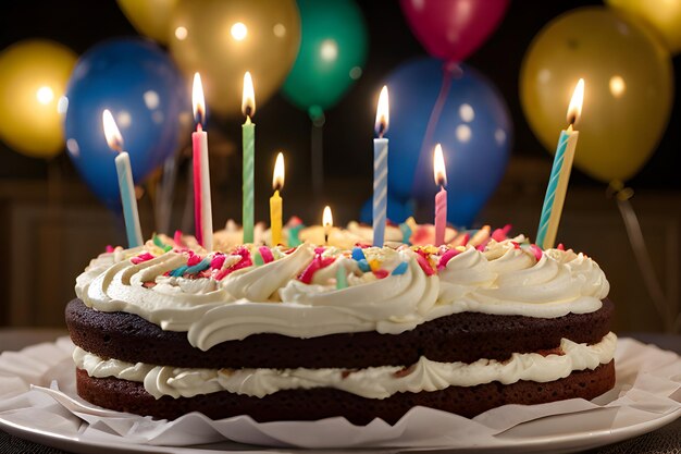 Foto una foto di una torta di compleanno con candele