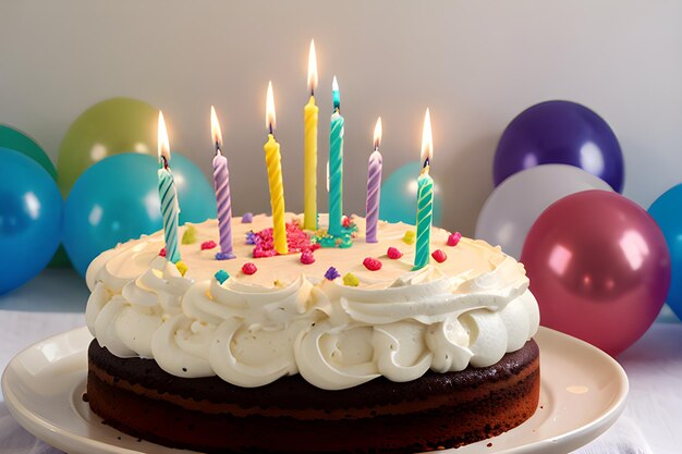 A photo of a birthday cake with candles