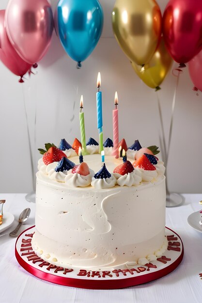 Foto una foto di una torta di compleanno con candele