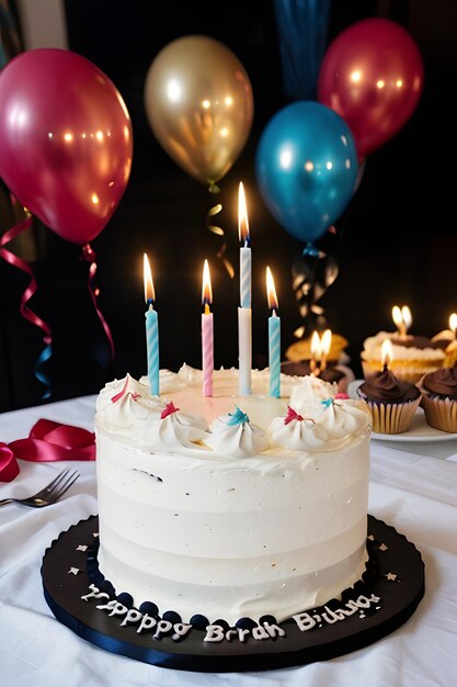 A photo of a birthday cake with candles