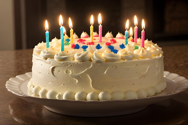 Foto una foto di una torta di compleanno con candele