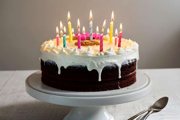 Foto una foto di una torta di compleanno con candele