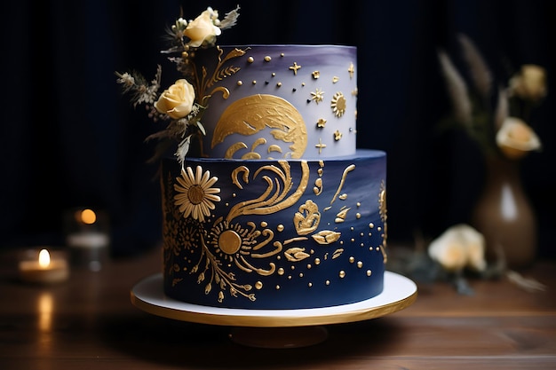 Photo of Birthday cake with a celestial design