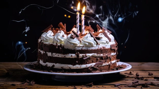 A photo of a birthday cake with a plain background