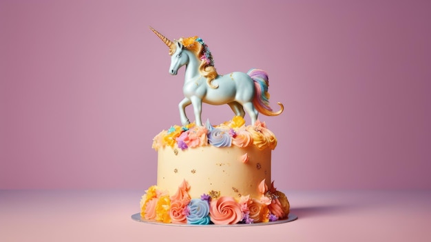 A photo of a birthday cake with a plain background