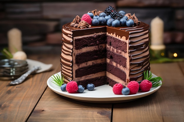 中にサプライズが入った誕生日ケーキの写真