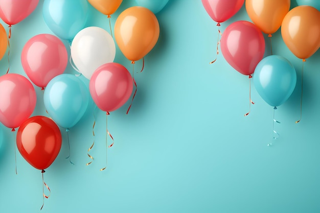 Фото день рождения красочный фон с воздушными шарами иллюстрации С днем рождения ai генеративный