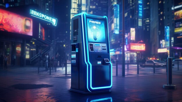 A photo of a Bitcoin ATM in a city