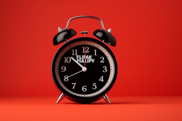Photo black alarm clock on a red background