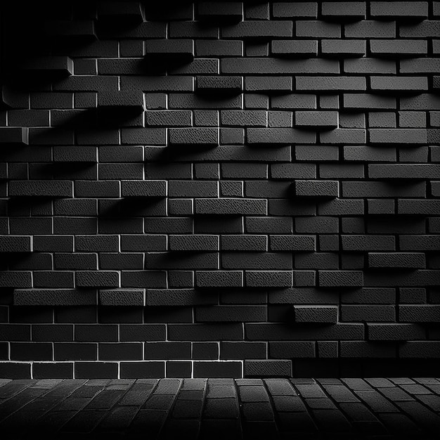 Photo black brick wall textured white texture background AI Generated Image