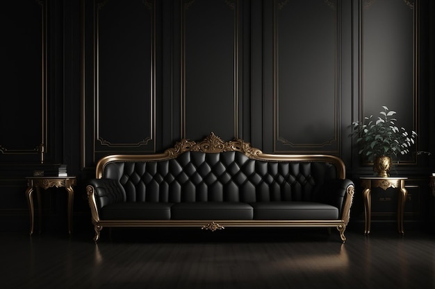 Photo black classic interior background