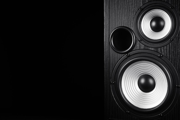 Photo photo of black music audio speaker closeup