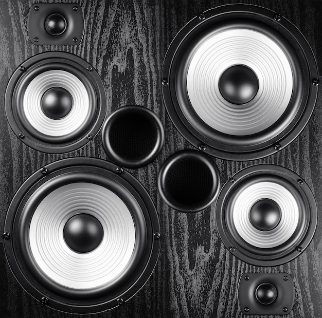 Photo photo of black music audio speaker closeup