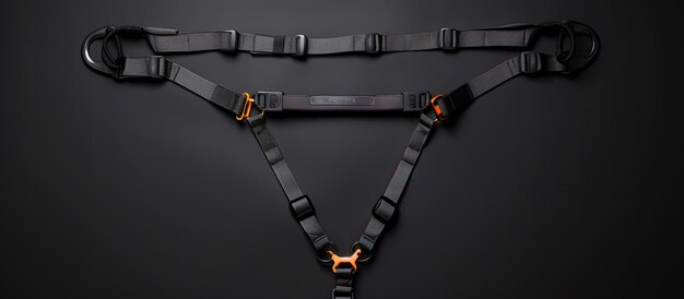 Photo photo of black and orange straps on a minimalistic black background with copy space