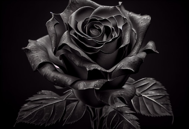 Photo black rose flower close up dark roses background Generate Ai