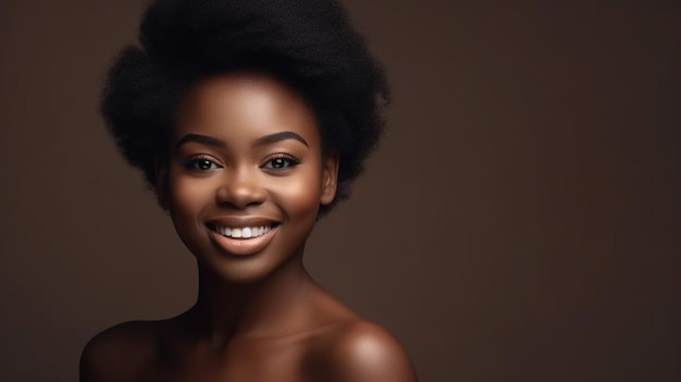 Photo photo of black skin beauty woman healthy happy smile clean
