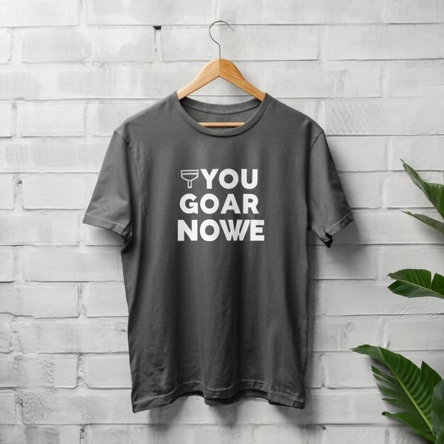 Photo black tshirt on a hanger with copy space