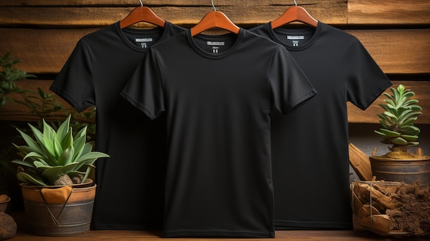 Photo black tshirts with copy space to mocup