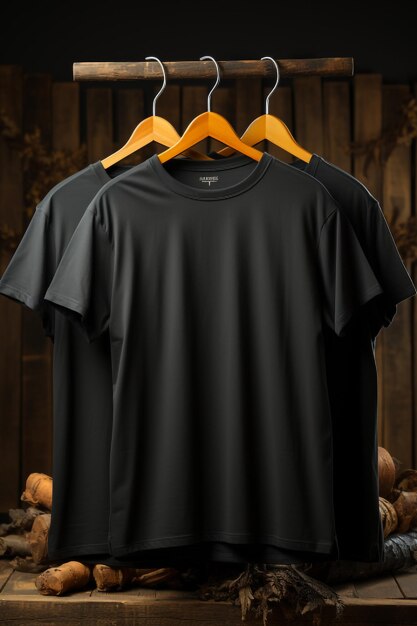 Photo black tshirts with copy space to mocup