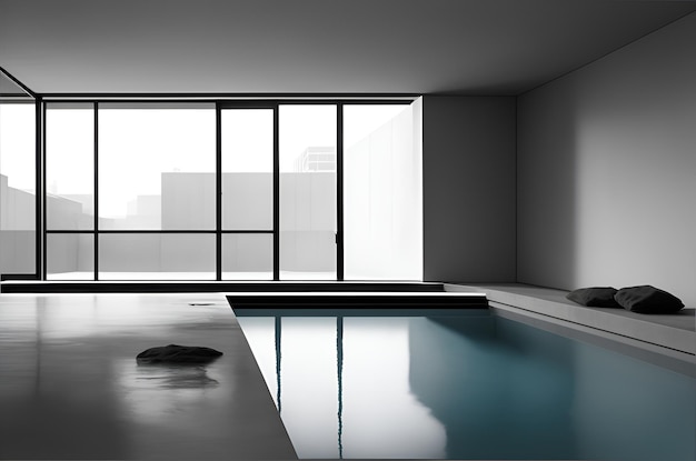 Photo of a black and white swimming pool