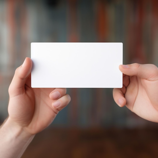 photo blank close up hand holding business card