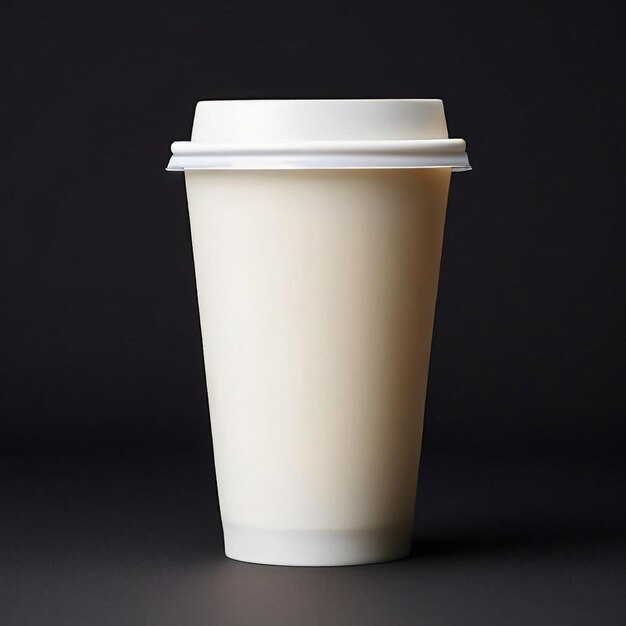 Фото пустая кофейная чашка с пространственным дизайном на пастельном фоне