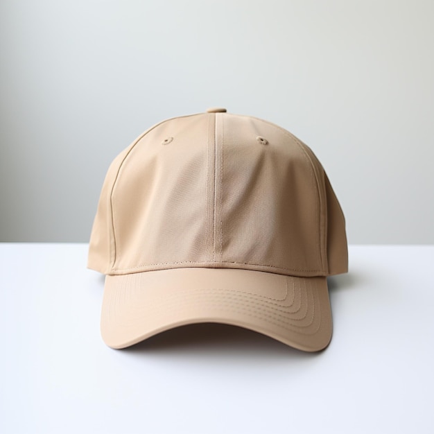 Photo photo of blank light brown baseball hat ultra realistic 8k suitable to create hat mockup or cap m