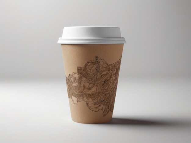 photo of the blank paper cup of coffee created with generative ai technology