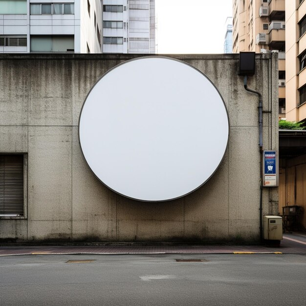 photo blank round sign board attached