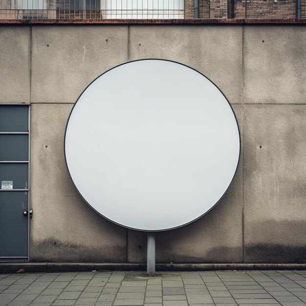 photo blank round sign board attached