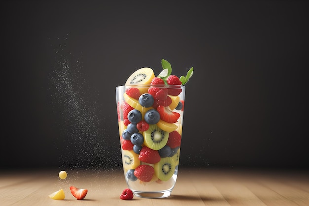 Photo blender with fruits splash isolated from the background