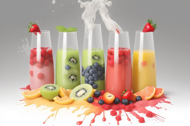 Photo blender with fruits splash isolated from the background