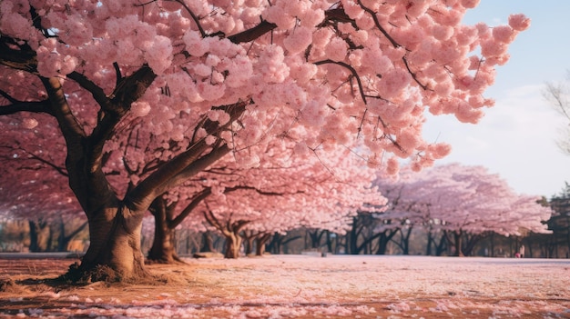 A photo of a blooming cherry blossom tree in full bloom