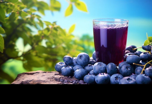 Photo photo of blue berry on isolated background blue berry tree blue berry juice and smoothie