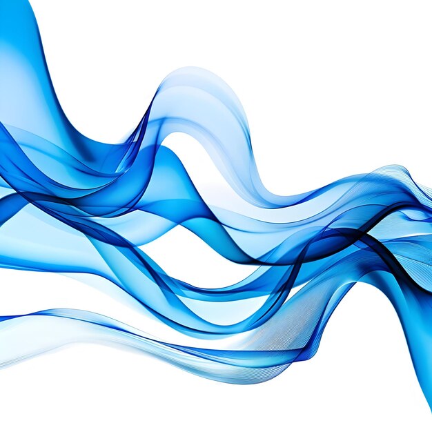 Photo of blue color variations gradient wave curve lines designs on white background