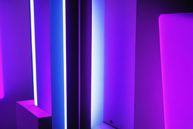 Photo blue pink neon light decoration space stage nightclub modern late night fashion