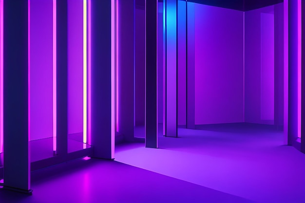 Photo blue pink neon light decoration space stage nightclub modern late night fashion