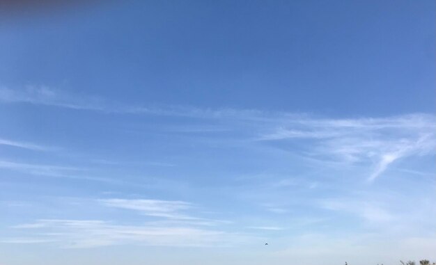 Photo photo blue sky with windy clouds horizontal shot