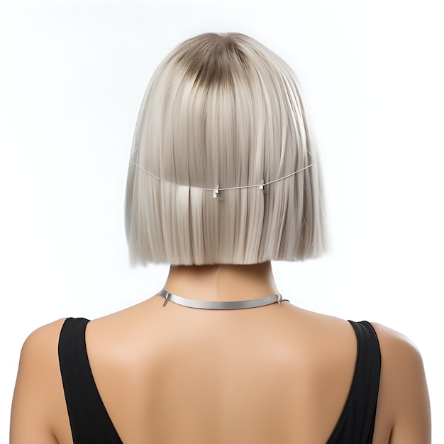 Photo photo of bob haircut for women chin length hairstyle ash blonde hair concept idea style art salon