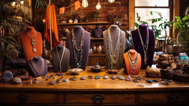 A photo of a bohemian jewelry boutique unique designs