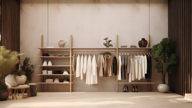 A photo of a boutique's chic and minimalist fashion