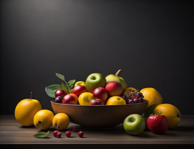 Photo a bowl of fruit food on a table on World Food Safety Day with generative ai