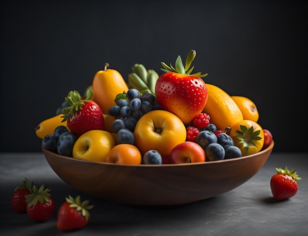 Photo a bowl of fruit food on a table on World Food Safety Day with generative ai